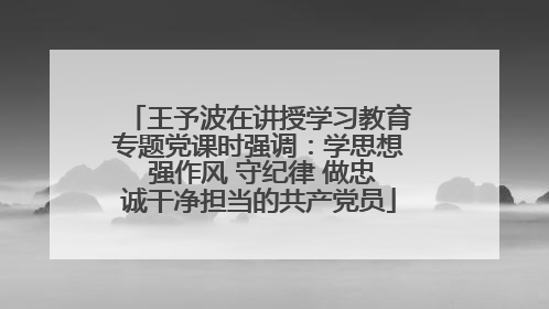 王予波在讲授学习教育专题党课时强调：学思想 强作风 守纪律 做忠诚干净担当的共产党员