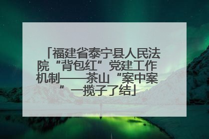 福建省泰宁县人民法院“背包红”党建工作机制——茶山“案中案”一揽子了结