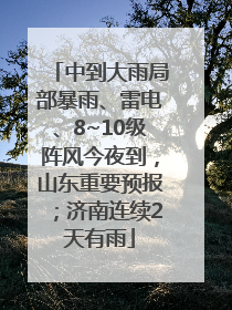 中到大雨局部暴雨、雷电、8~10级阵风今夜到，山东重要预报；济南连续2天有雨
