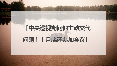 中央巡视期间他主动交代问题！上月底还参加会议
