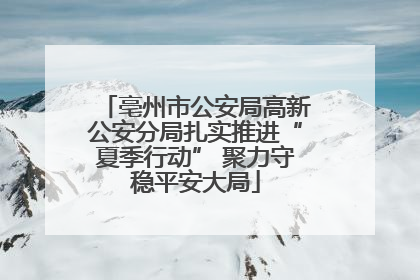 亳州市公安局高新公安分局扎实推进“夏季行动” 聚力守稳平安大局