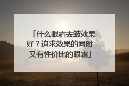 什么眼霜去皱效果好？追求效果的同时又有性价比的眼霜