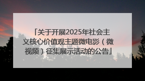 关于开展2025年社会主义核心价值观主题微电影（微视频）征集展示活动的公告