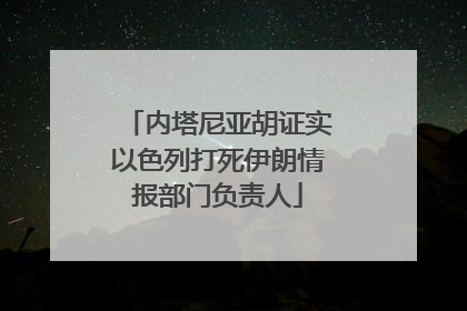 内塔尼亚胡证实以色列打死伊朗情报部门负责人