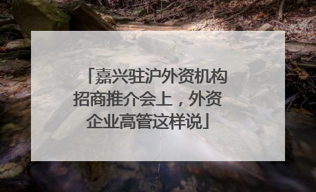 嘉兴驻沪外资机构招商推介会上，外资企业高管这样说