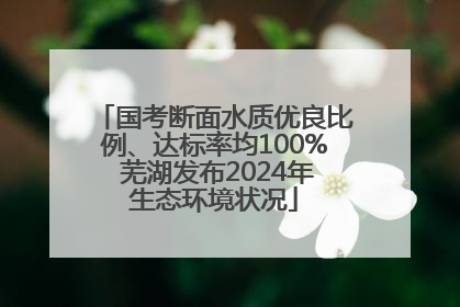 国考断面水质优良比例、达标率均100% 芜湖发布2024年生态环境状况
