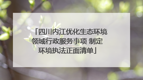 四川内江优化生态环境领域行政服务事项 制定环境执法正面清单