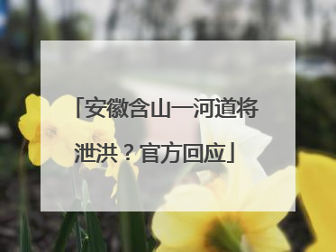 安徽含山一河道将泄洪？官方回应