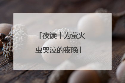 夜读丨为萤火虫哭泣的夜晚