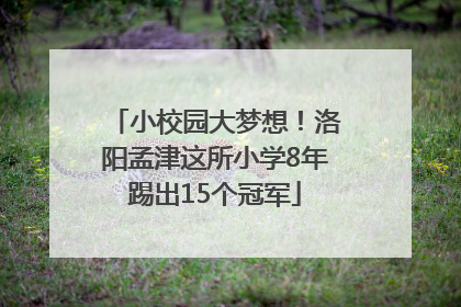 小校园大梦想！洛阳孟津这所小学8年踢出15个冠军