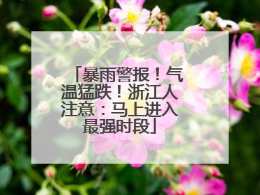 暴雨警报！气温猛跌！浙江人注意：马上进入最强时段