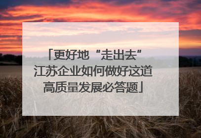 更好地“走出去” 江苏企业如何做好这道高质量发展必答题