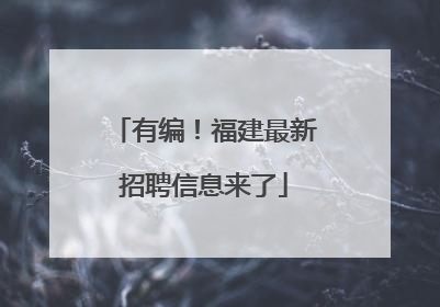 有编！福建最新招聘信息来了