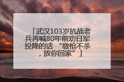 武汉103岁抗战老兵再喊80年前劝日军投降的话 “缴枪不杀，放你回家”