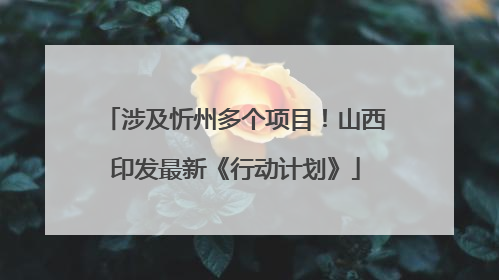 涉及忻州多个项目！山西印发最新《行动计划》