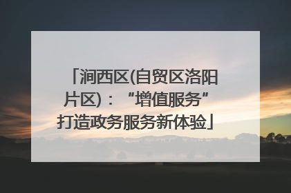 涧西区(自贸区洛阳片区)：“增值服务”打造政务服务新体验