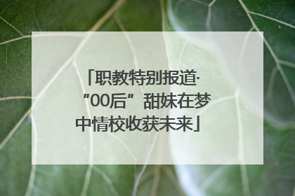 职教特别报道· “00后”甜妹在梦中情校收获未来