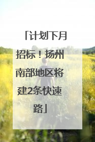 计划下月招标！扬州南部地区将建2条快速路