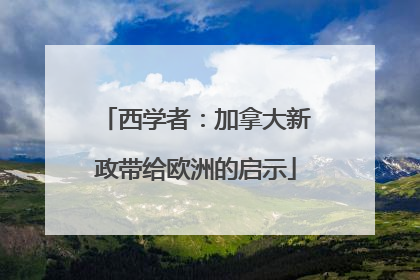 西学者：加拿大新政带给欧洲的启示