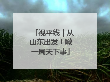 视平线｜从山东出发！瞰一周天下事