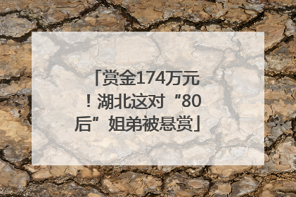 赏金174万元！湖北这对“80后”姐弟被悬赏
