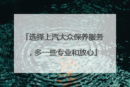 选择上汽大众保养服务，多一些专业和放心