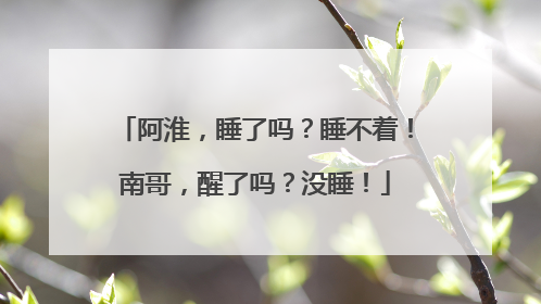 阿淮，睡了吗？睡不着！南哥，醒了吗？没睡！