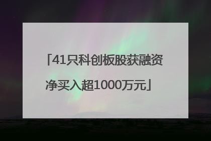 41只科创板股获融资净买入超1000万元